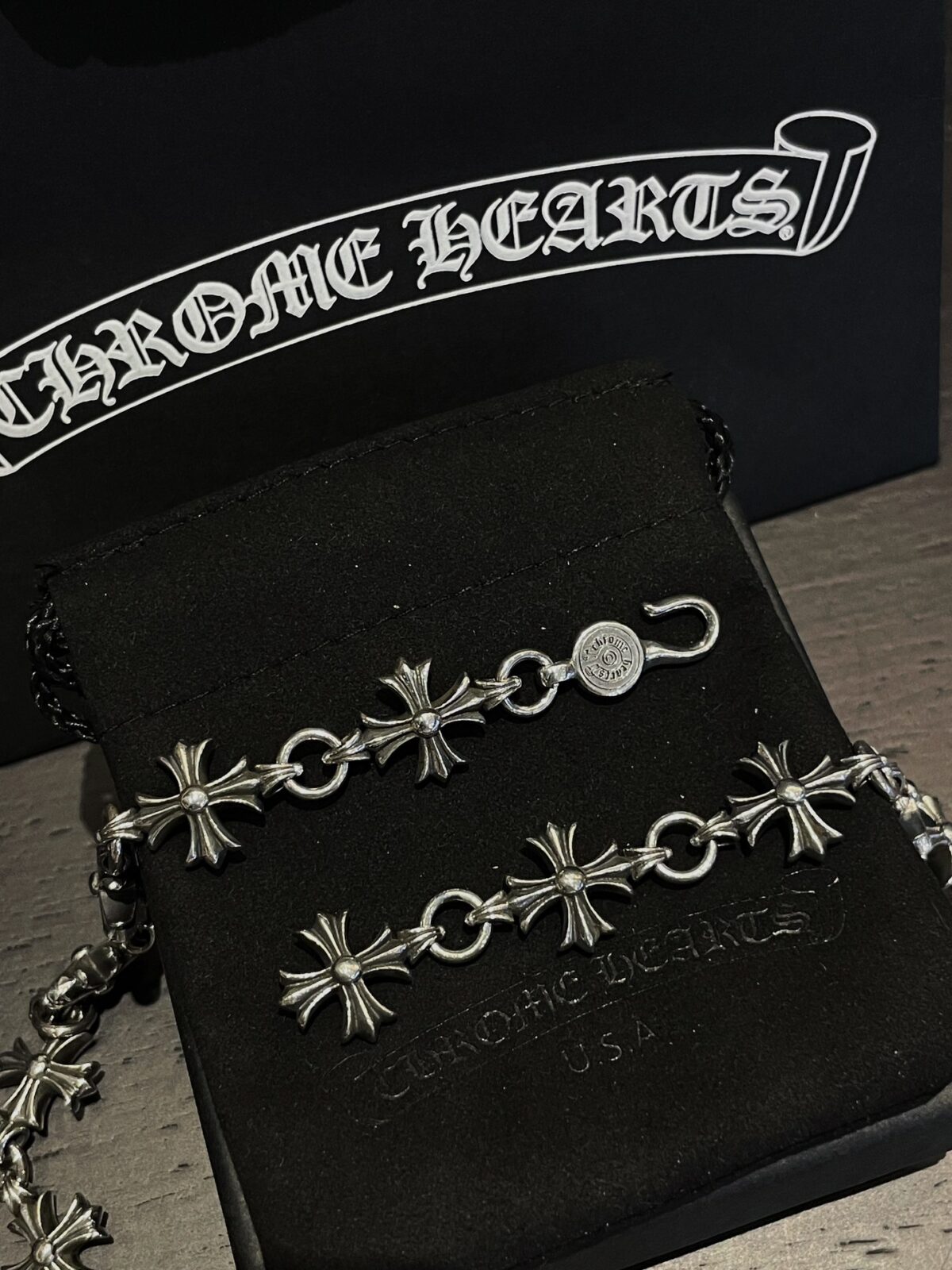 Chrome Hearts Sterling Silver Cross Link Necklace - Image 7