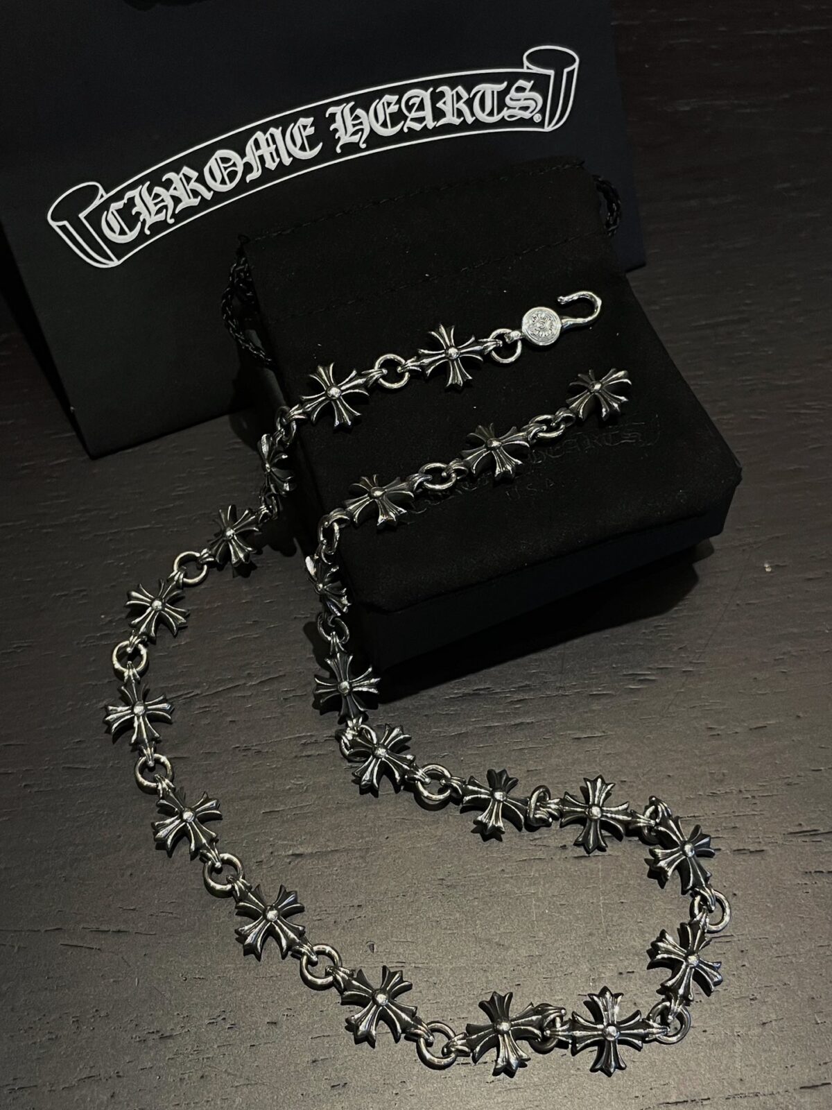 Chrome Hearts Sterling Silver Cross Link Necklace - Image 8