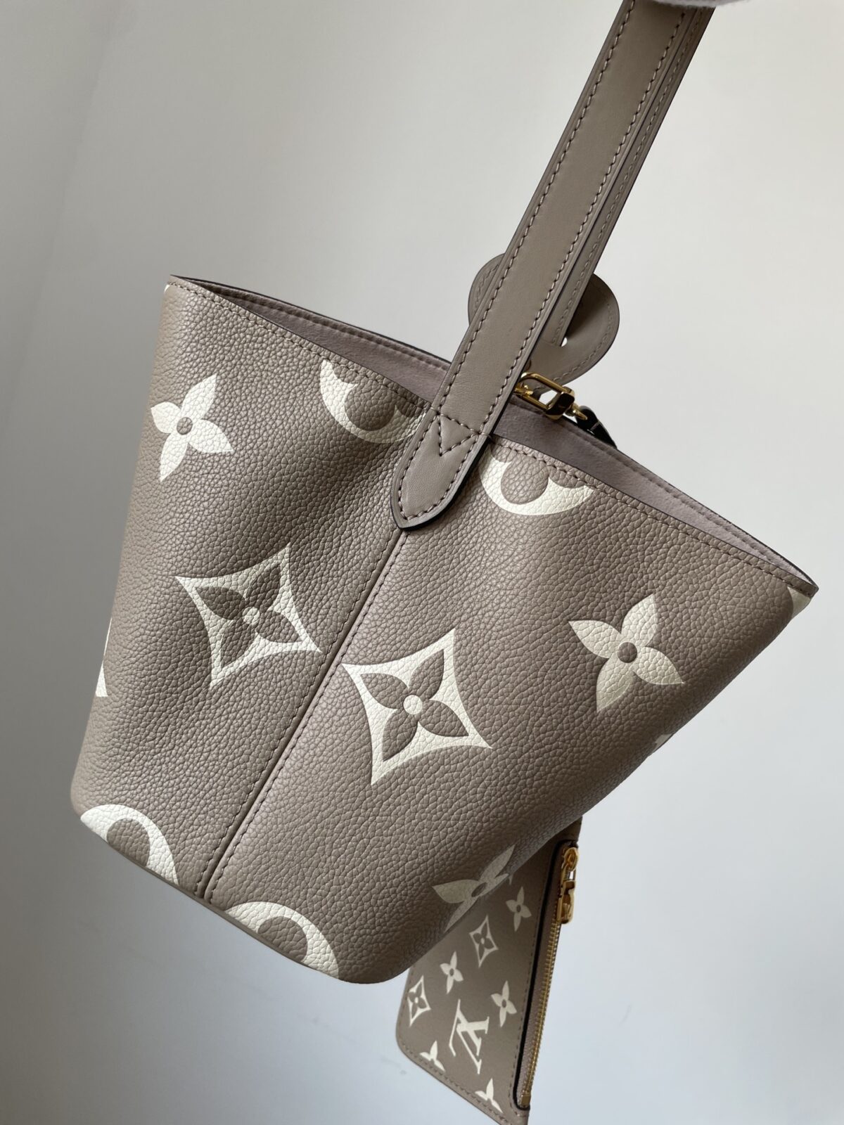 Louis Vuitton All In BB Monogram Empreinte Leather Bucket Bag – Elephant Grey - Image 7