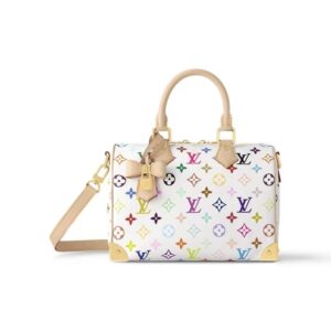 Louis Vuitton x Takashi Murakami Speedy Bandoulière 25 Multicolor Monogram Bag – White