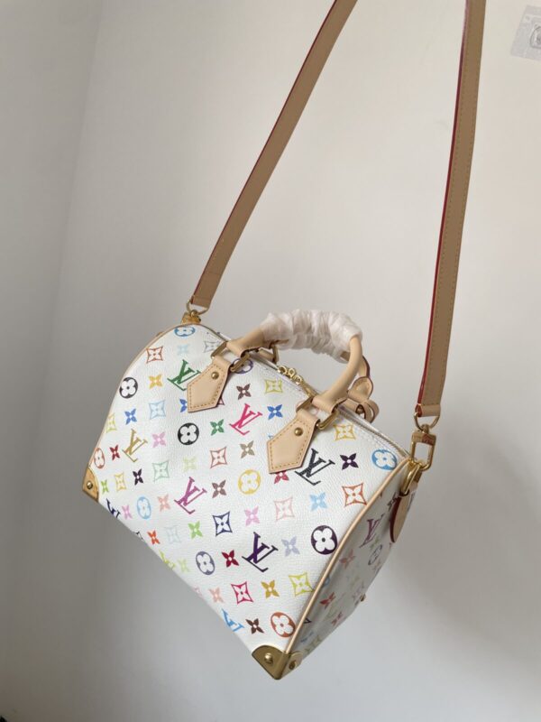 Louis Vuitton x Takashi Murakami Speedy Bandoulière 25 Multicolor Monogram Bag – White - Image 2