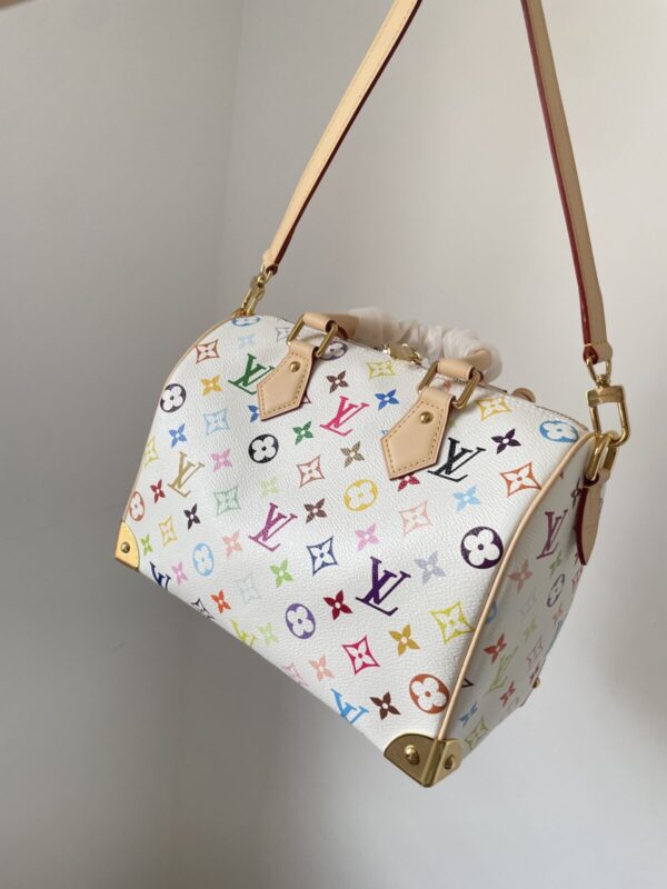 Louis Vuitton x Takashi Murakami Speedy Bandoulière 25 Multicolor Monogram Bag – White - Image 3