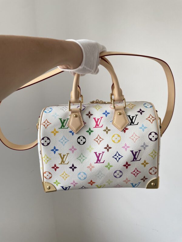 Louis Vuitton x Takashi Murakami Speedy Bandoulière 25 Multicolor Monogram Bag – White - Image 4