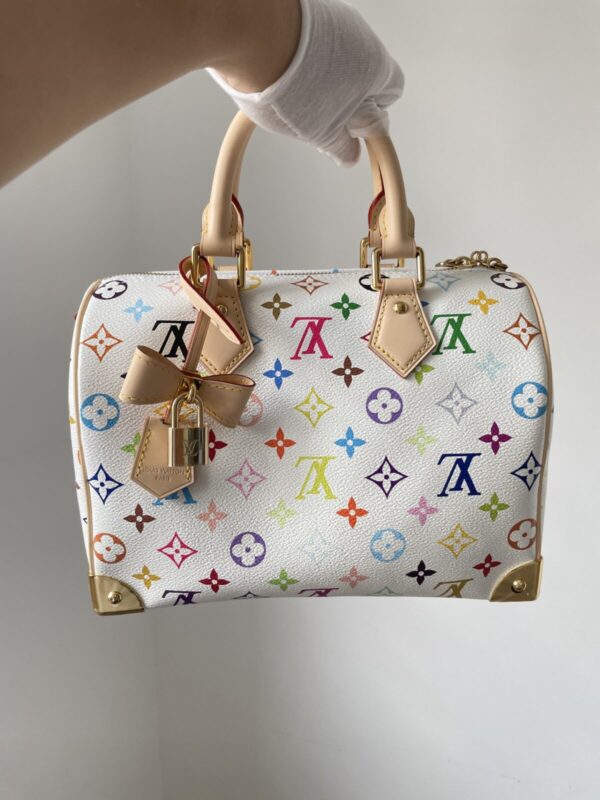 Louis Vuitton x Takashi Murakami Speedy Bandoulière 25 Multicolor Monogram Bag – White - Image 5