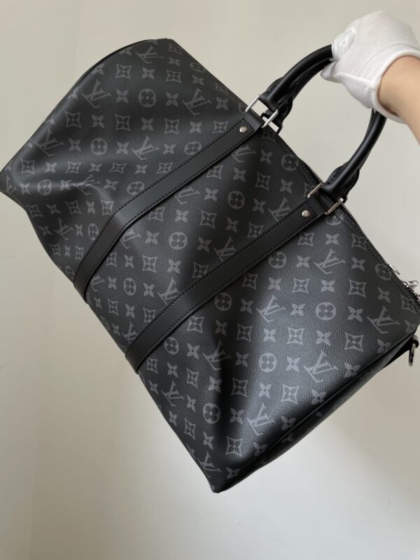 Louis Vuitton Keepall 45 Monogram Eclipse Canvas Travel Bag – Black/Grey - Image 2