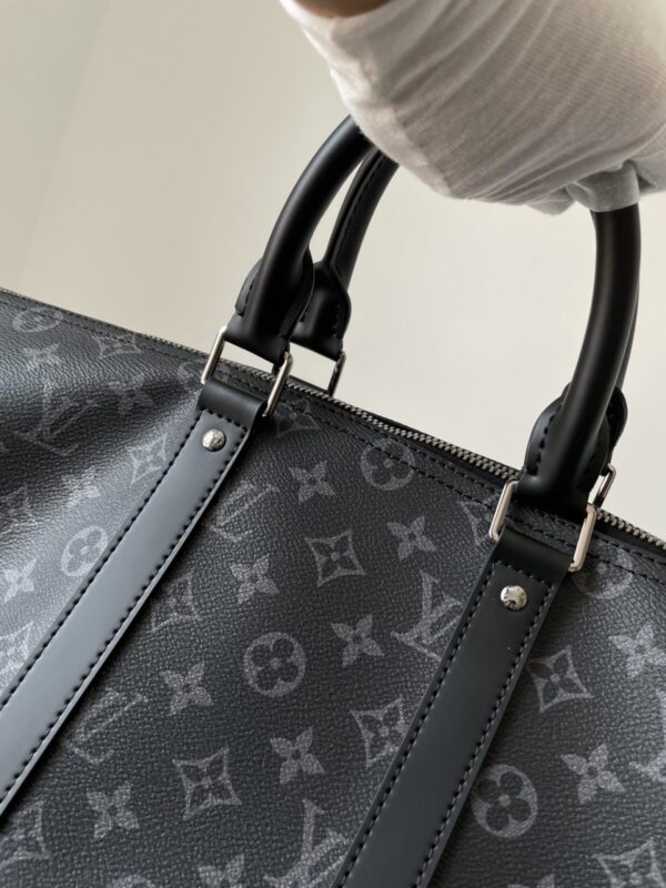 Louis Vuitton Keepall 45 Monogram Eclipse Canvas Travel Bag – Black/Grey - Image 4