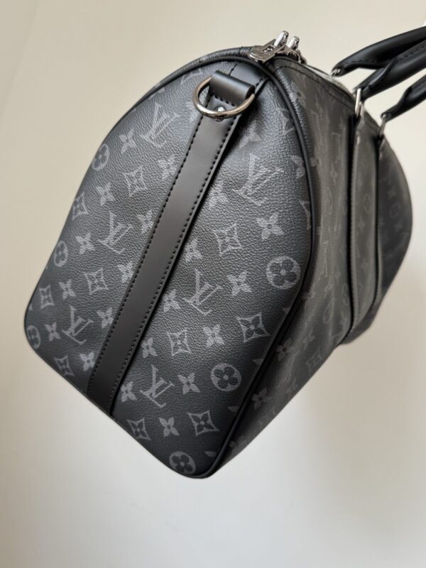 Louis Vuitton Keepall 45 Monogram Eclipse Canvas Travel Bag – Black/Grey - Image 5