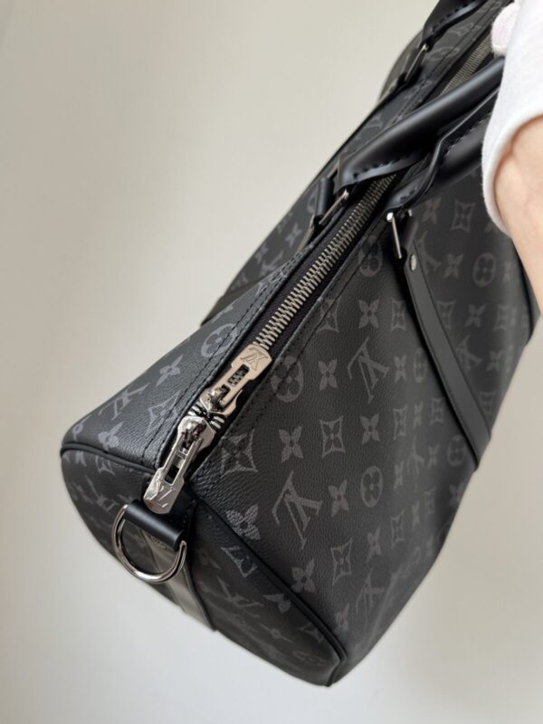 Louis Vuitton Keepall 45 Monogram Eclipse Canvas Travel Bag – Black/Grey - Image 8