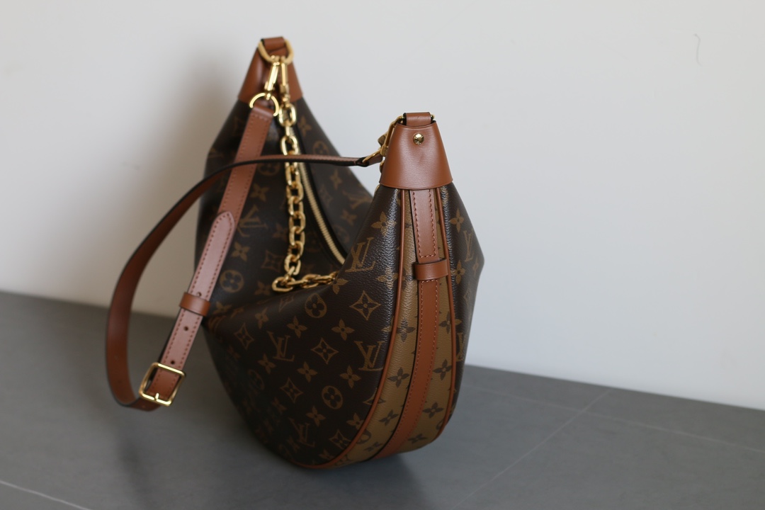 Louis Vuitton Loop Hobo Monogram Canvas Large Shoulder Bag Brown - Image 3