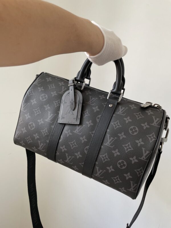 Louis Vuitton Keepall Bandoulière 35 Monogram Eclipse Canvas Bag – Black - Image 4