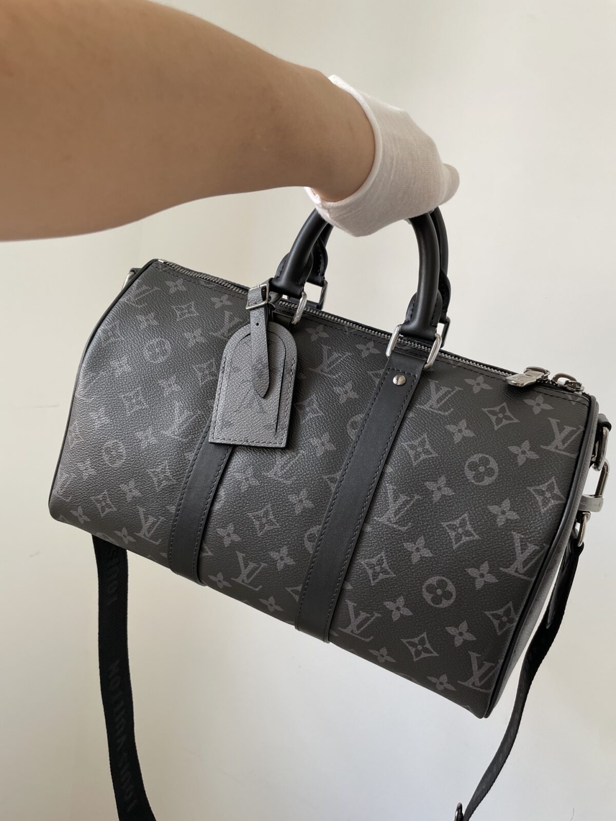 Louis Vuitton Keepall Bandoulière 35 Monogram Eclipse Canvas Bag – Black - Image 4
