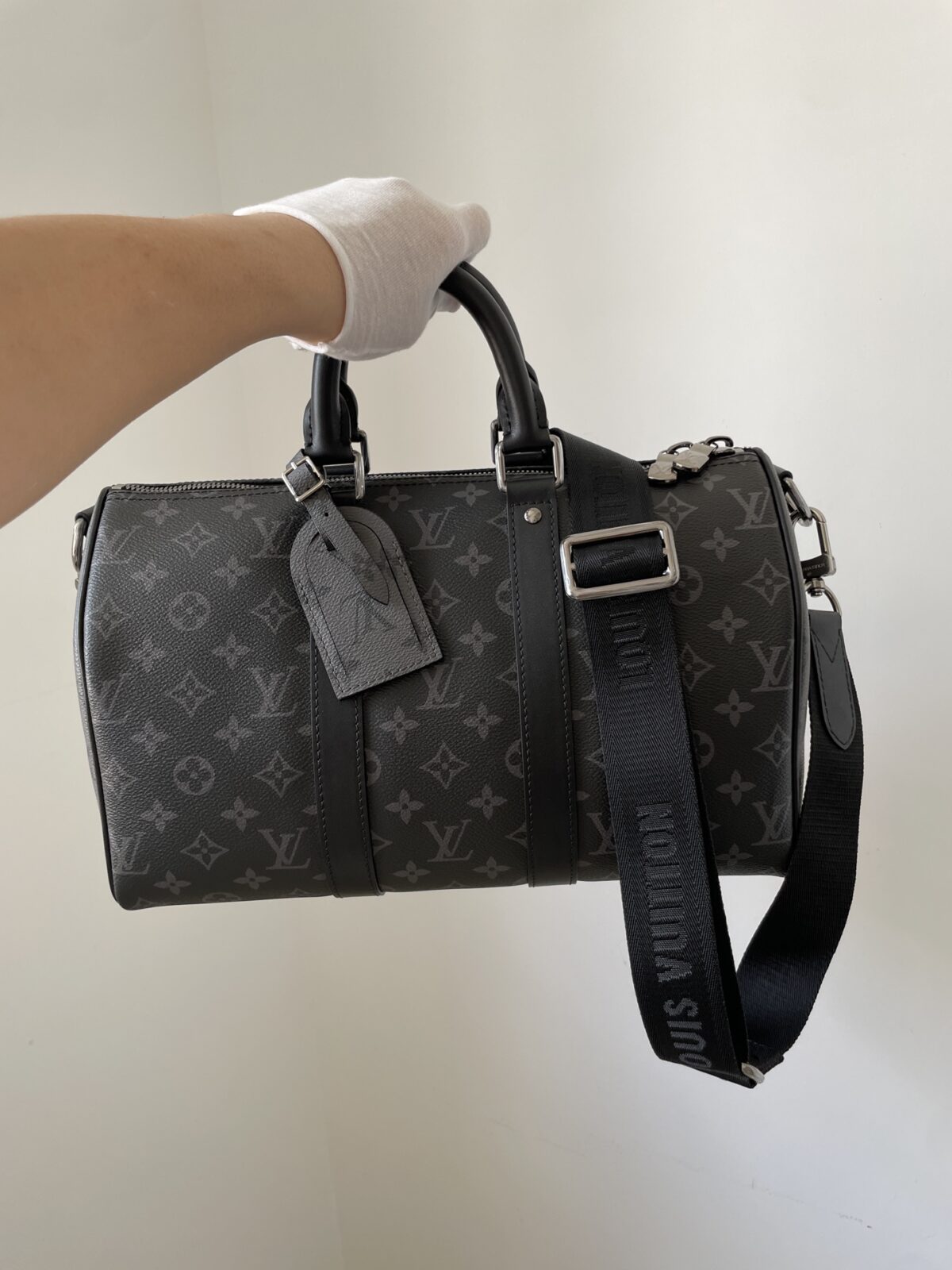 Louis Vuitton Keepall Bandoulière 35 Monogram Eclipse Canvas Bag – Black - Image 8