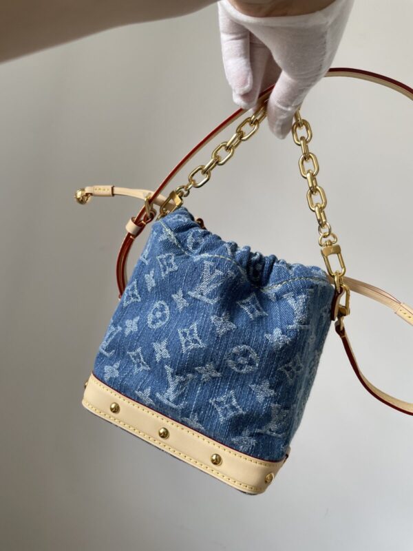 LOUIS VUITTON Nano Noé Denim Blue Canvas Bag - Image 2