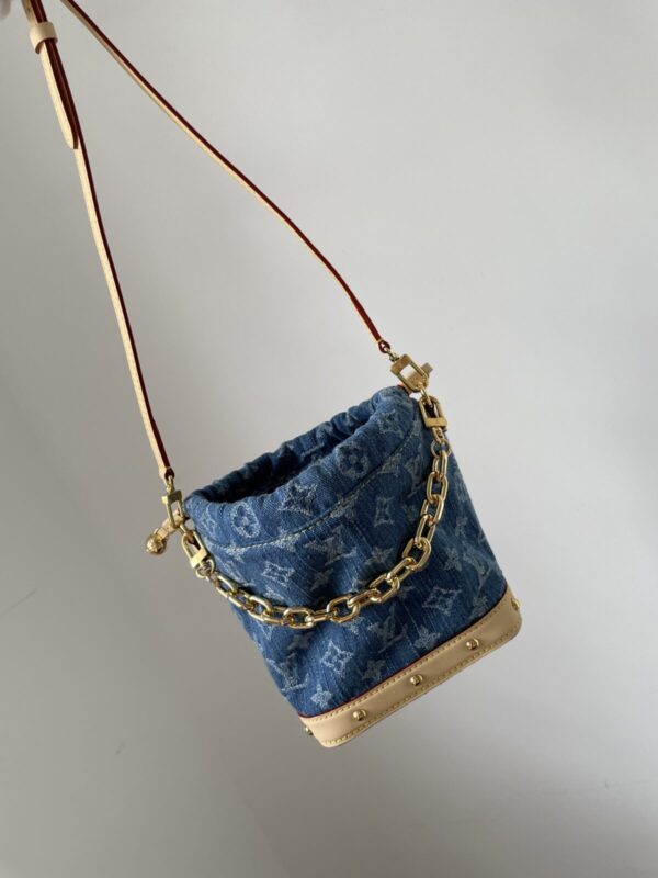 LOUIS VUITTON Nano Noé Denim Blue Canvas Bag - Image 6