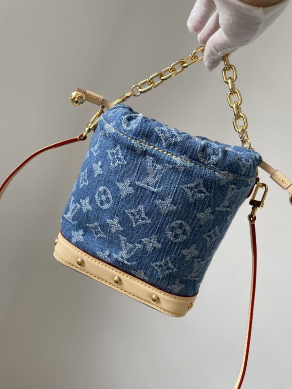 LOUIS VUITTON Nano Noé Denim Blue Canvas Bag - Image 8