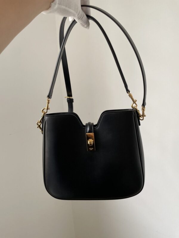 CELINE Camille 16 Soft Small Bag Calfskin Leather Gold Hardware Women Black - Image 2