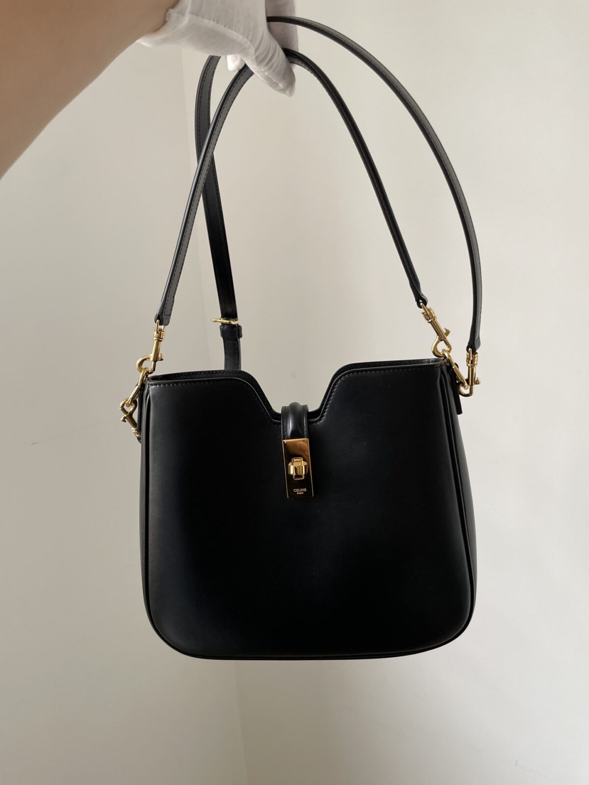 CELINE Camille 16 Soft Small Bag Calfskin Leather Gold Hardware Women Black - Image 2