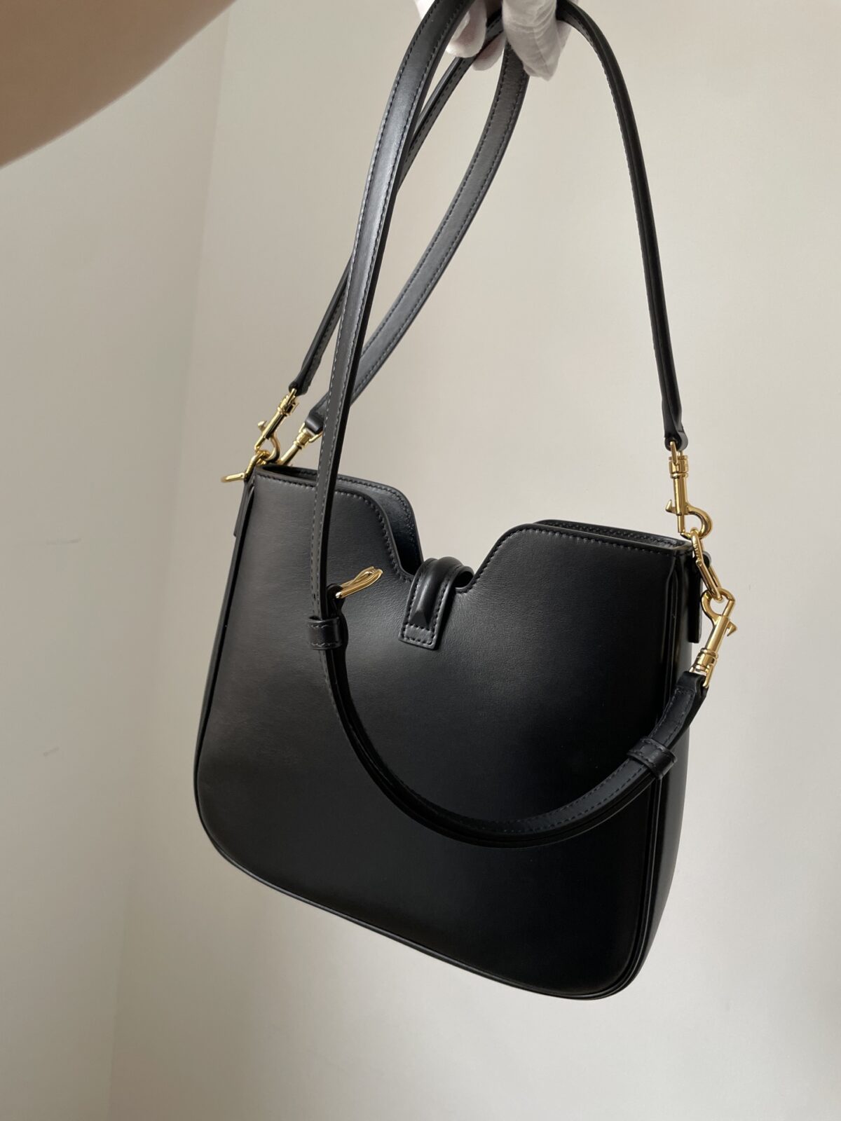 CELINE Camille 16 Soft Small Bag Calfskin Leather Gold Hardware Women Black - Image 5