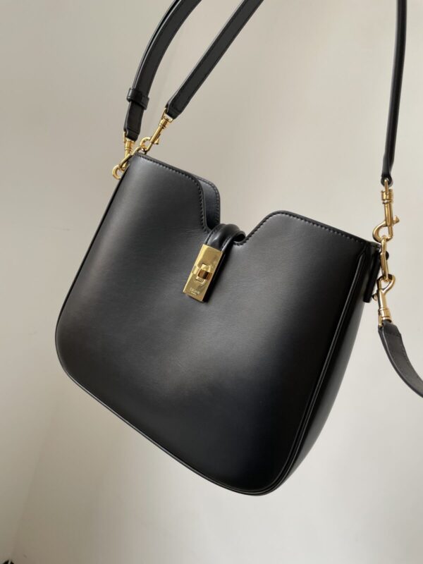 CELINE Camille 16 Soft Small Bag Calfskin Leather Gold Hardware Women Black - Image 7
