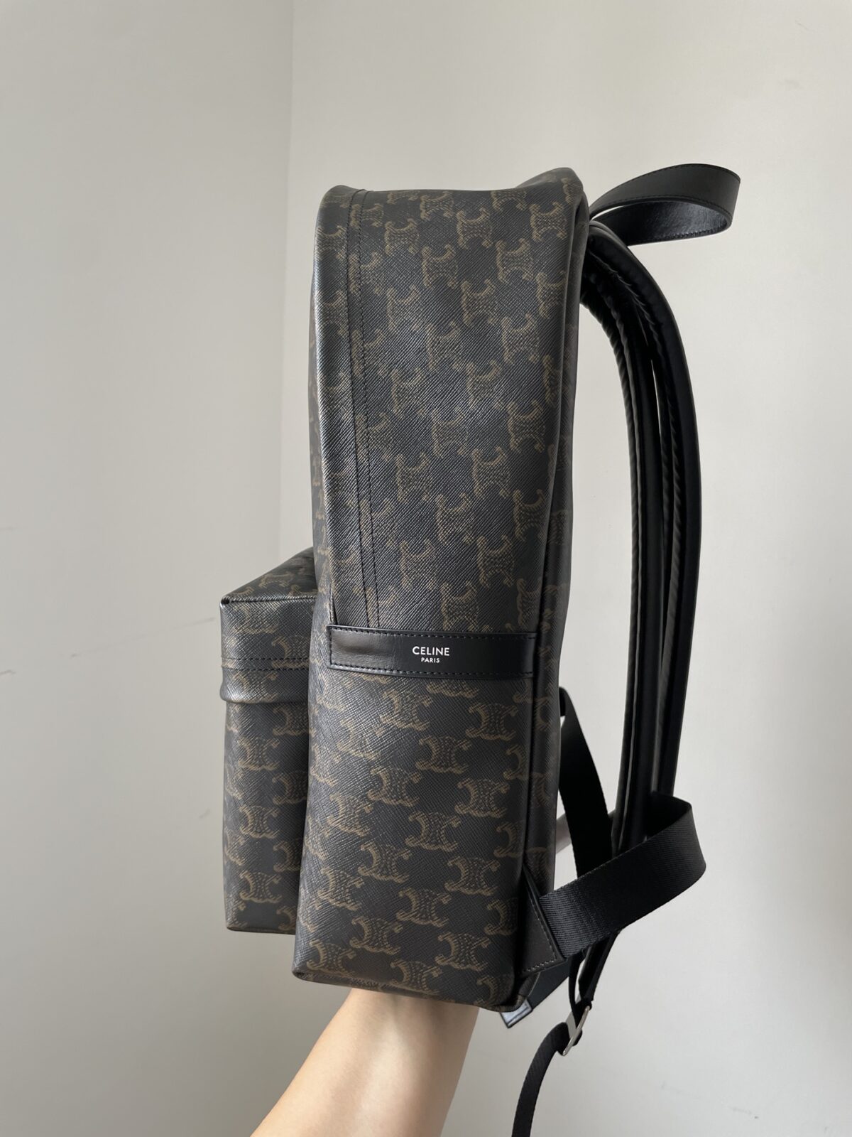 CELINE Triomphe Canvas Medium Backpack Double Zipper Men Black - Image 4