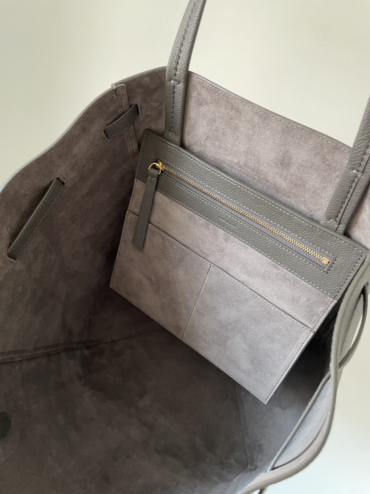 CELINE Cabas Phantom Small Tote Grained Calfskin Leather Women Light Charcoal - Image 7