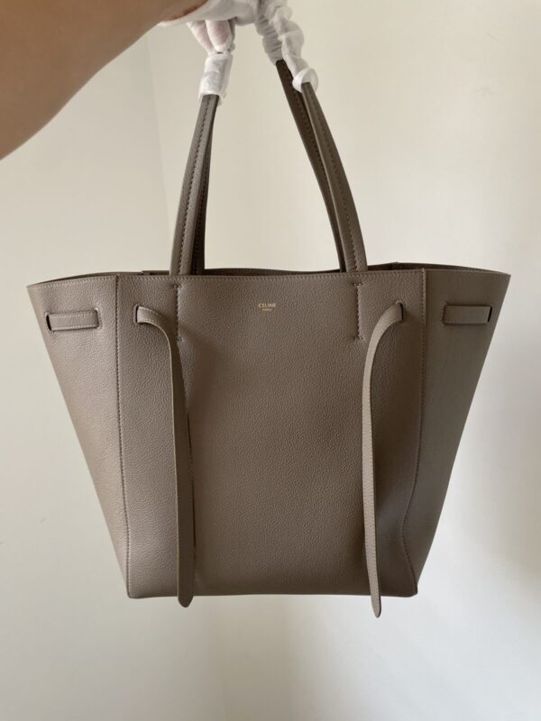 CELINE Cabas Phantom Small Tote Grained Calfskin Leather Women Taupe Beige - Image 3