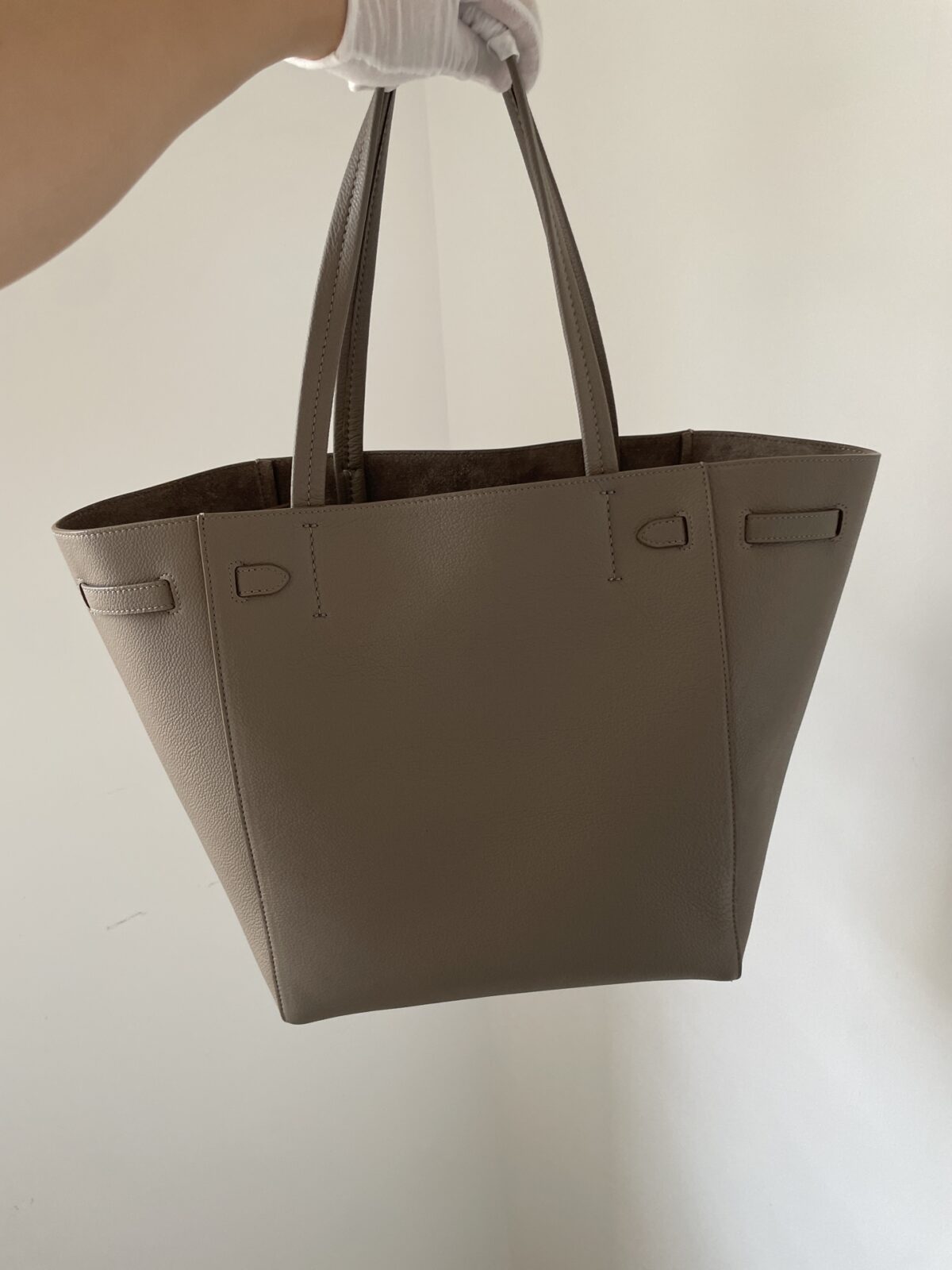 CELINE Cabas Phantom Small Tote Grained Calfskin Leather Women Taupe Beige - Image 4