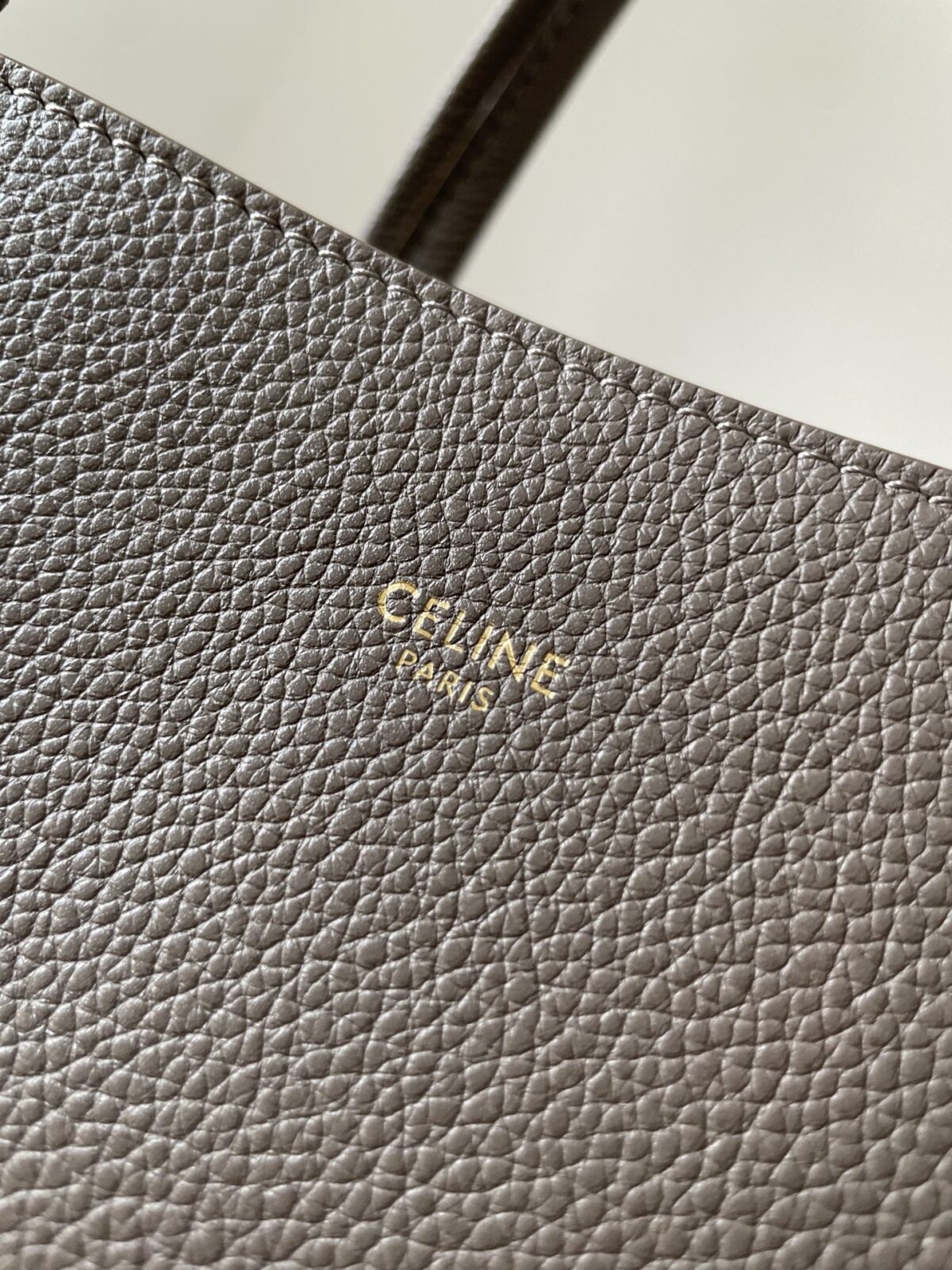 CELINE Cabas Phantom Small Tote Grained Calfskin Leather Women Taupe Beige - Image 8