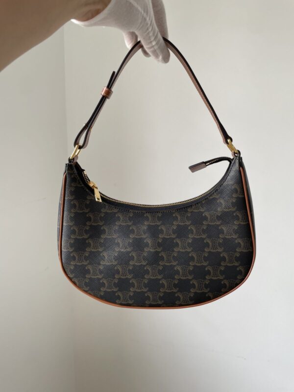 CELINE AVA Triomphe Canvas Shoulder Bag Small Adjustable Strap Women Brown - Image 2