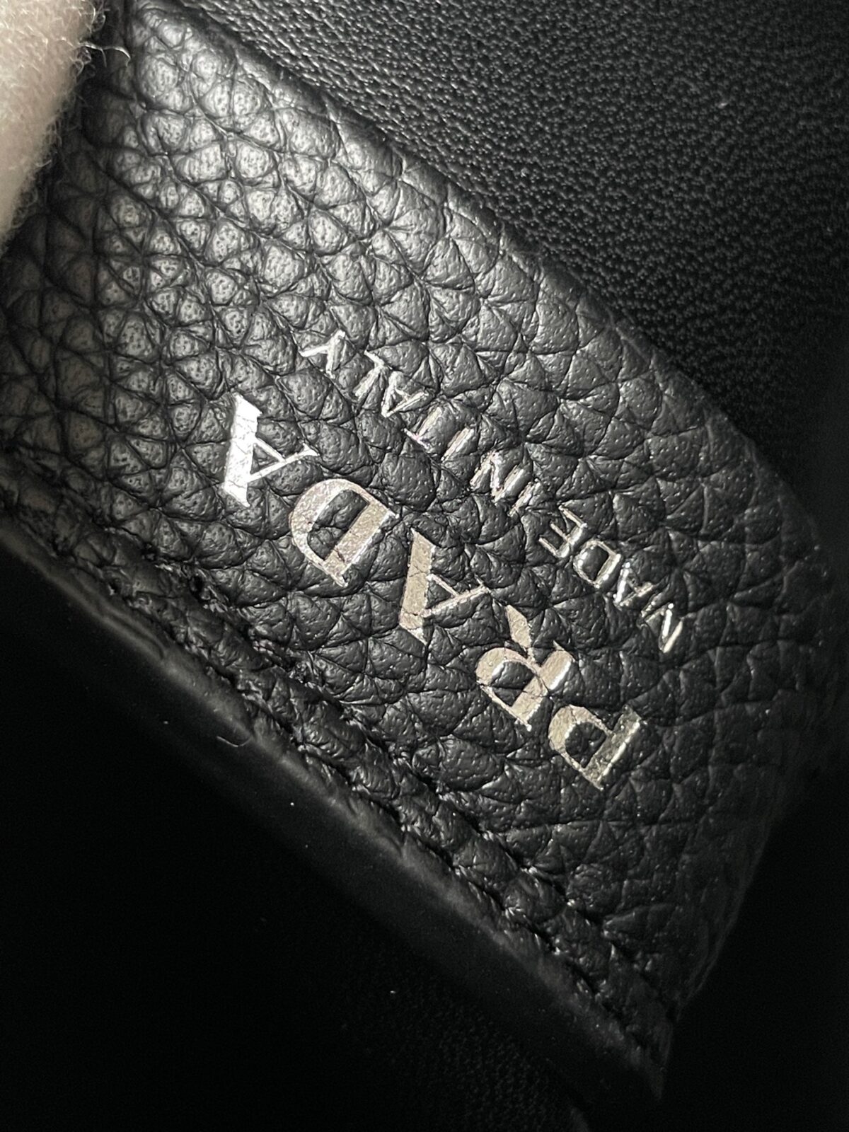 Prada Small Peebled Calf Leather Magnetic Tote Bucket Bag Black - Image 8
