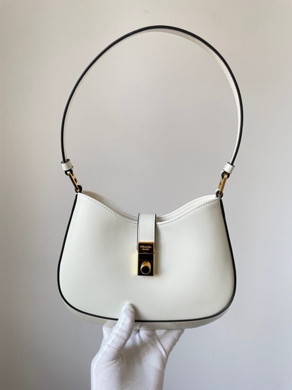 PRADA Cleo Glossy Calf Leather Shoulder Bag White - Image 2