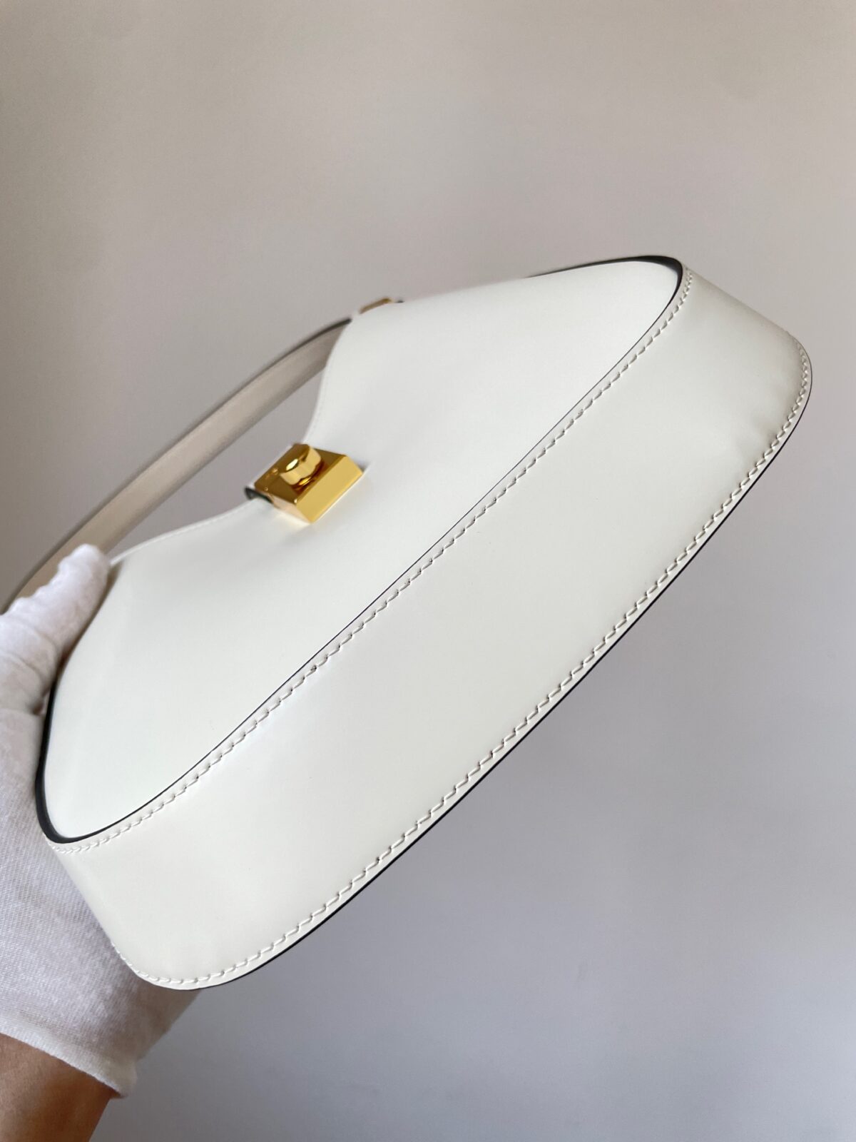 PRADA Cleo Glossy Calf Leather Shoulder Bag White - Image 7