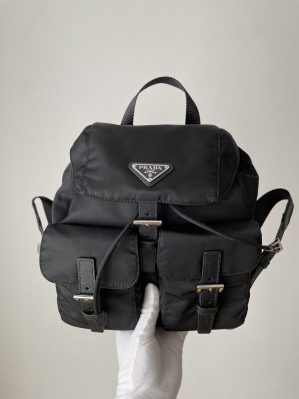 PRADA Re-Nylon Small Backpack with Triangle Logo Black - Image 2