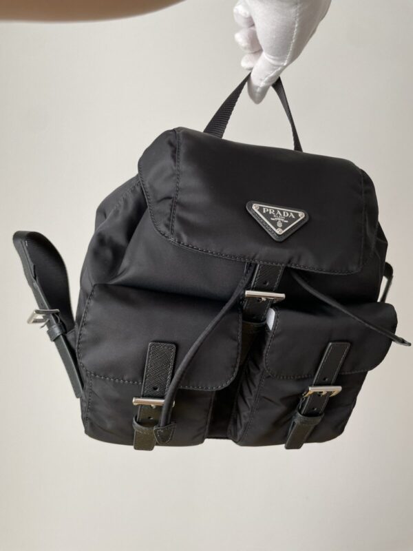 PRADA Re-Nylon Small Backpack with Triangle Logo Black - Image 3