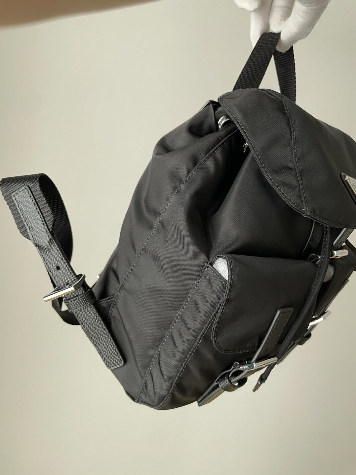 PRADA Re-Nylon Small Backpack with Triangle Logo Black - Image 7