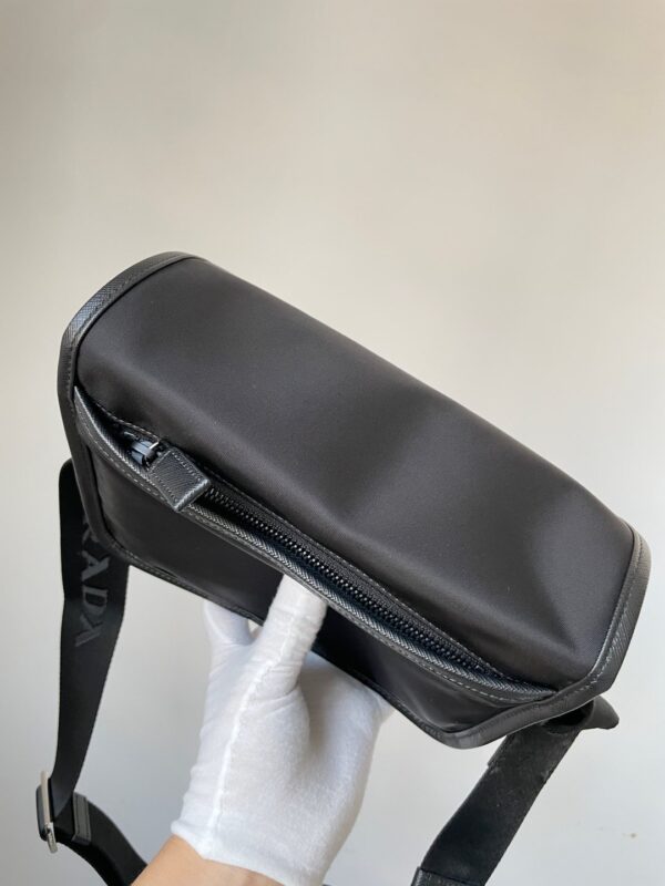 PRADA Re-Nylon & Saffiano Leather Crossbody Messenger Bag Black - Image 5