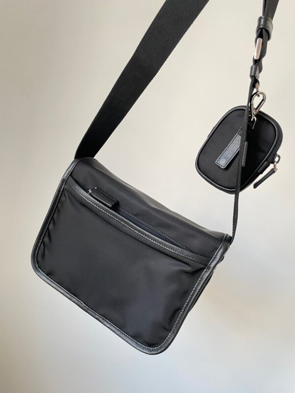 PRADA Re-Nylon & Saffiano Leather Crossbody Messenger Bag Black - Image 6