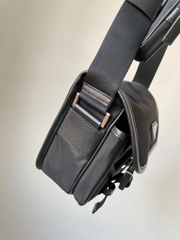 PRADA Re-Nylon & Saffiano Leather Crossbody Messenger Bag Black - Image 7