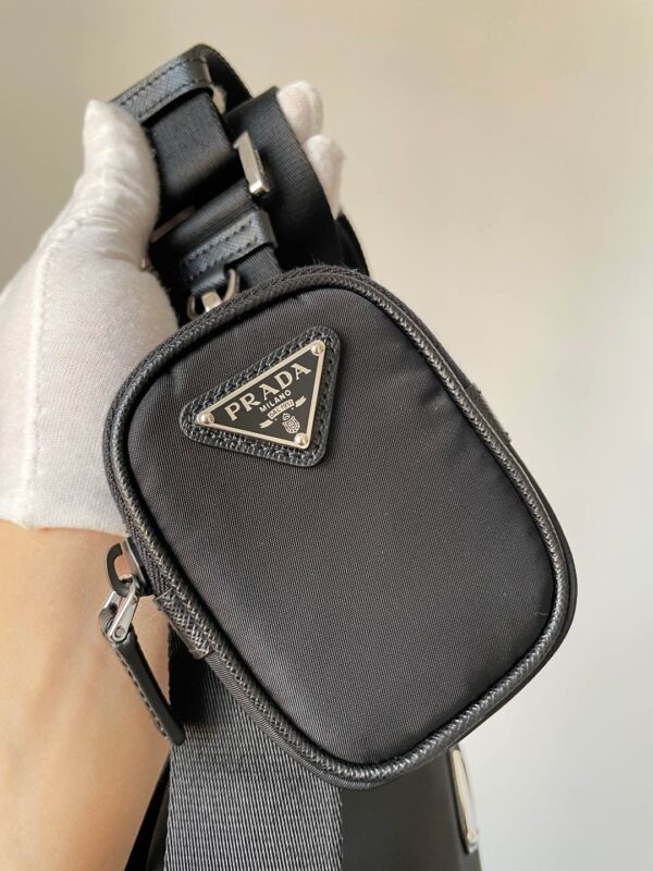 PRADA Re-Nylon & Saffiano Leather Crossbody Messenger Bag Black - Image 8