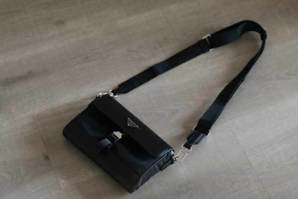 PRADA Re-Nylon & Saffiano Leather Crossbody Shoulder Bag Black - Image 2