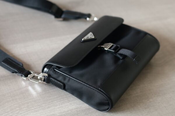 PRADA Re-Nylon & Saffiano Leather Crossbody Shoulder Bag Black - Image 6