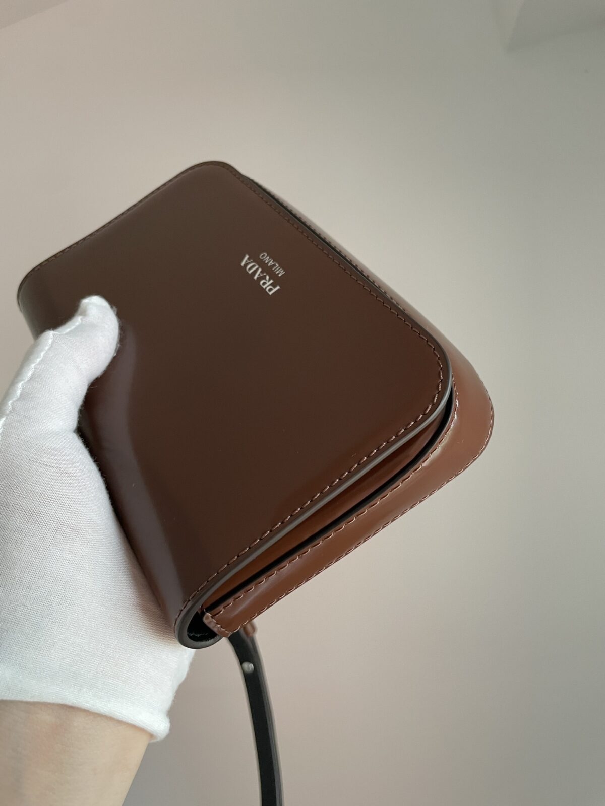 PRADA Leather Mini Crossbody Shoulder Bag Coffee Brown - Image 5