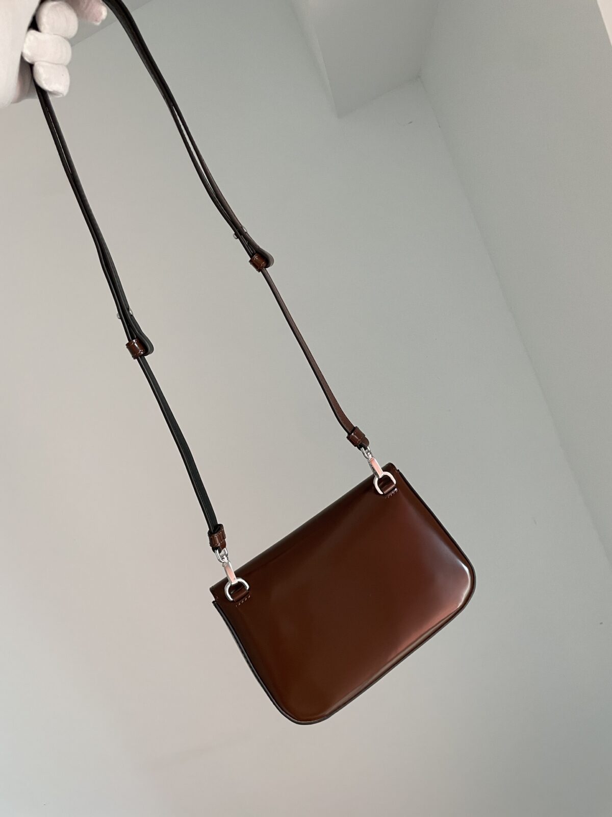 PRADA Leather Mini Crossbody Shoulder Bag Coffee Brown - Image 6