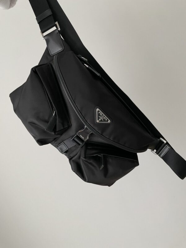 PRADA Re-Nylon & Leather Crossbody Shoulder Bag Black - Image 2