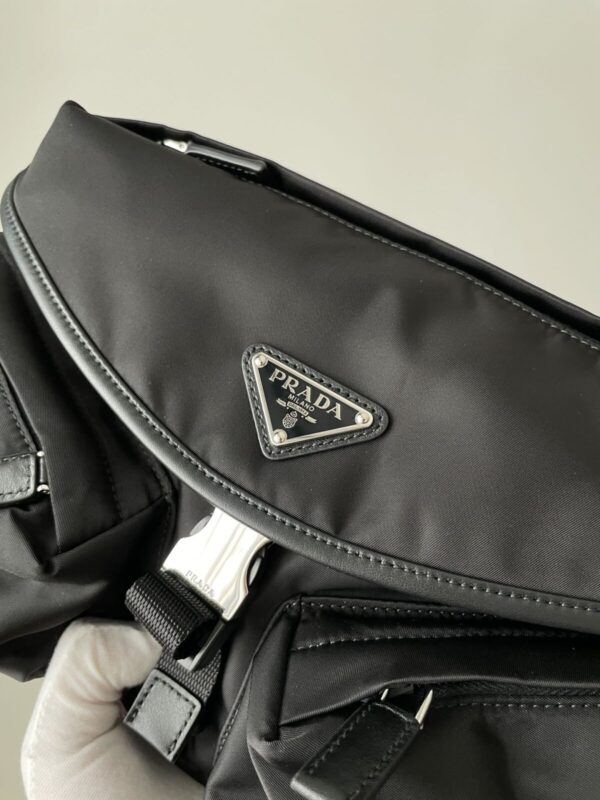 PRADA Re-Nylon & Leather Crossbody Shoulder Bag Black - Image 4
