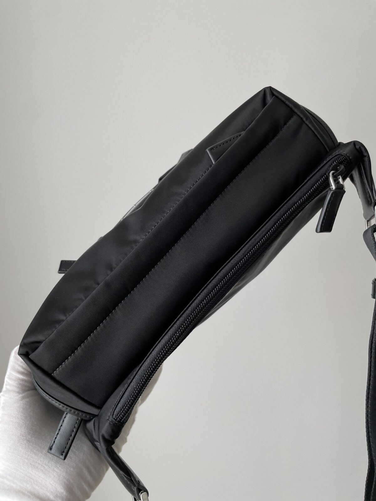 PRADA Re-Nylon & Leather Crossbody Shoulder Bag Black - Image 8