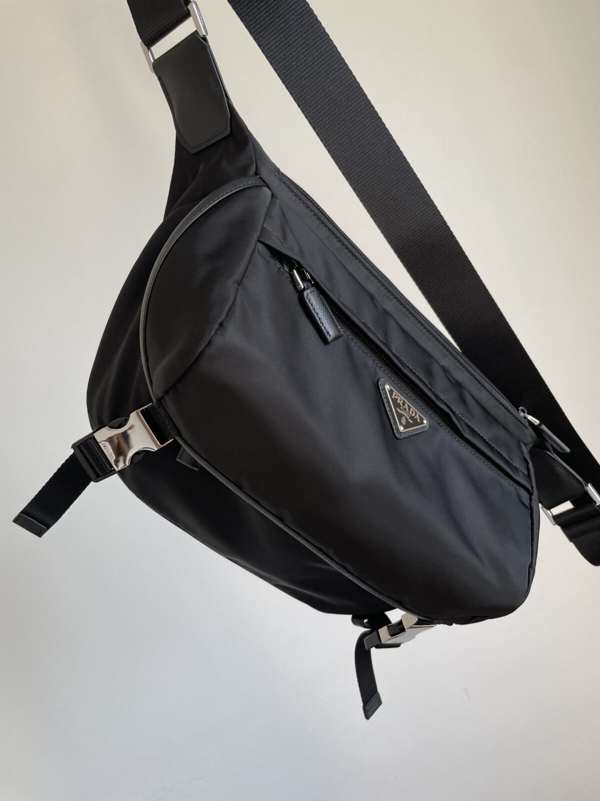 Prada Re-Nylon & Saffiano Leather Shoulder Bag Black - Image 2