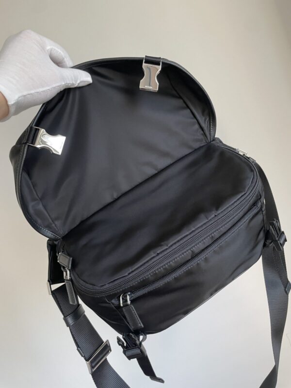 Prada Re-Nylon & Saffiano Leather Shoulder Bag Black - Image 4