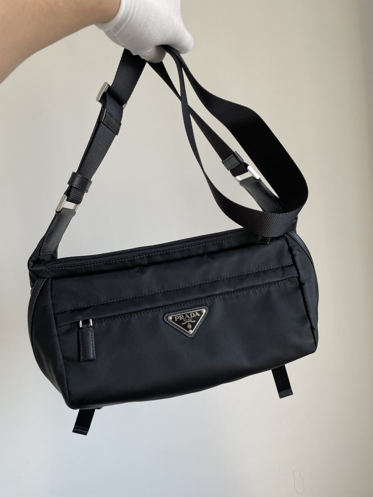 Prada Re-Nylon & Saffiano Leather Shoulder Bag Black - Image 5