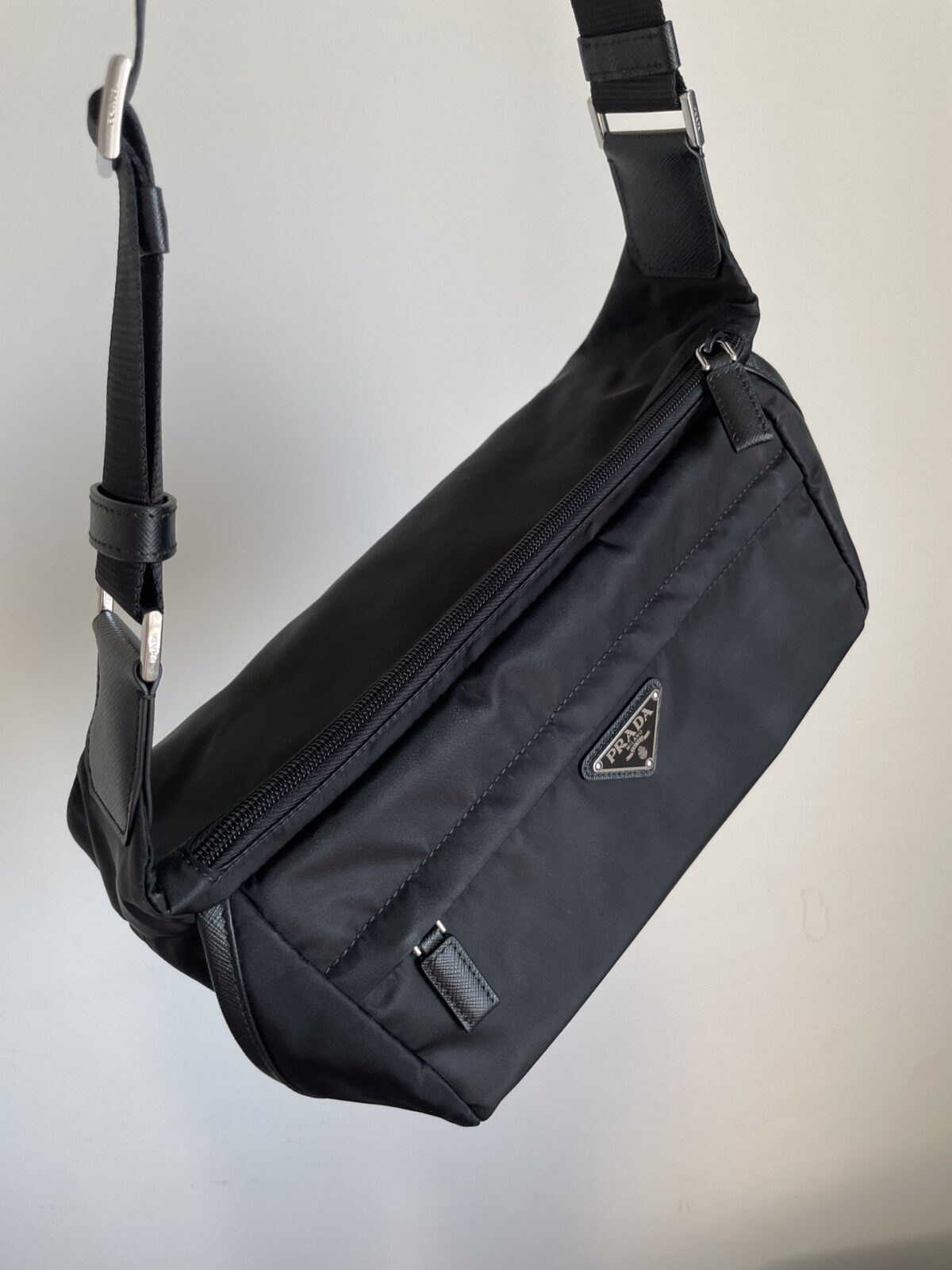 Prada Re-Nylon & Saffiano Leather Shoulder Bag Black - Image 6